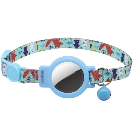 For AirTag Tracker Silicone Case Pet Cat Collar Positioning Strap Anti Choking Cat Collar With Bell(Blue Forest) - Pet Series by PMC Jewellery | Online Shopping South Africa | PMC Jewellery | Buy Now Pay Later Mobicred