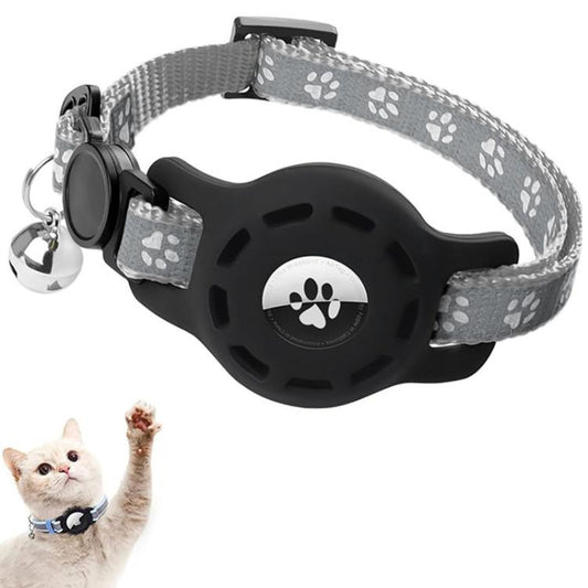 For AirTag Tracker Silicone Case Pet Collar Locator Protective Case Reflective Cat Collar With Bell(Gray) - Pet Series by PMC Jewellery | Online Shopping South Africa | PMC Jewellery | Buy Now Pay Later Mobicred