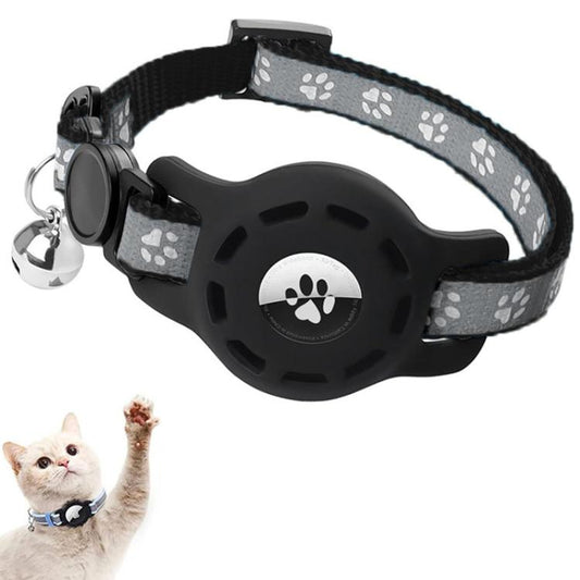 For AirTag Tracker Silicone Case Pet Collar Locator Protective Case Reflective Cat Collar With Bell(Black) - Pet Series by PMC Jewellery | Online Shopping South Africa | PMC Jewellery | Buy Now Pay Later Mobicred