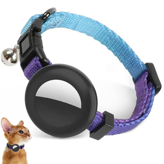 For AirTag Tracker Silicone Case Rainbow Gradient Pet Cat Collar With Bell(Gradient Blue) - Pet Series by PMC Jewellery | Online Shopping South Africa | PMC Jewellery | Buy Now Pay Later Mobicred