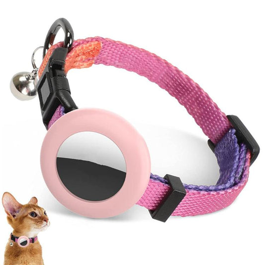 For AirTag Tracker Silicone Case Rainbow Gradient Pet Cat Collar With Bell(Gradient Orange) - Pet Series by PMC Jewellery | Online Shopping South Africa | PMC Jewellery | Buy Now Pay Later Mobicred