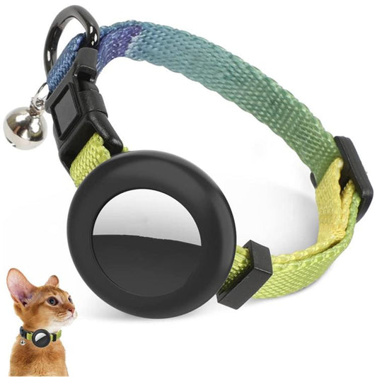 For AirTag Tracker Silicone Case Rainbow Gradient Pet Cat Collar With Bell(Gradient Yellow) - Pet Series by PMC Jewellery | Online Shopping South Africa | PMC Jewellery | Buy Now Pay Later Mobicred