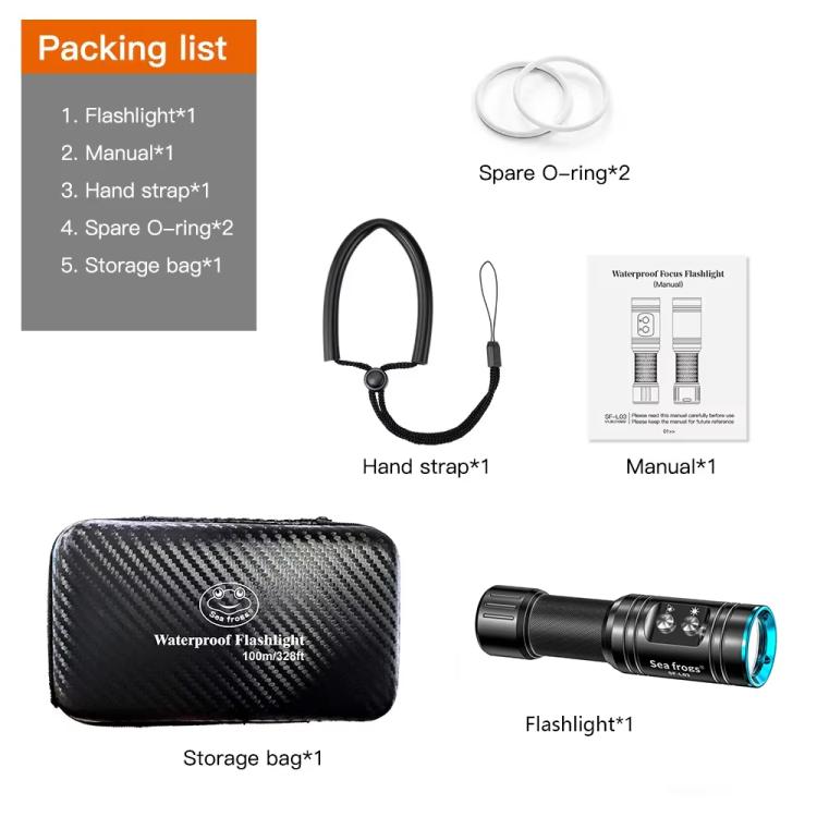 Sea Frogs  SF-L03 100m/325FT IPX8 Underwater Video Light 1000 lm Diving Flashlight(Blue) - free shipping - PMc TechLife - Order now!
