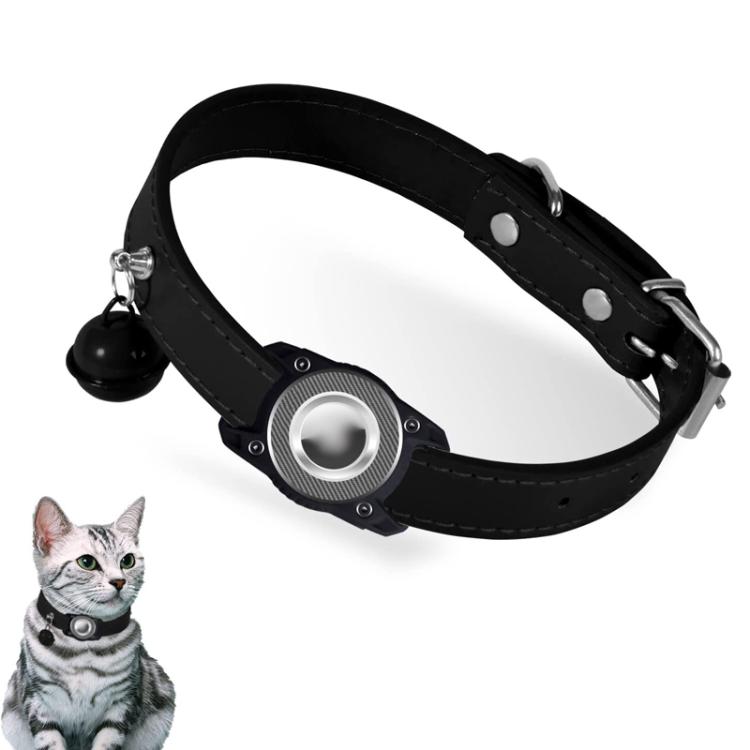 For AirTag Tracker Water-resistant Protection Case Pet Leather Collar Anti Lost Cat Locator Collar(Black) - Pet Series by PMc TechLife | Online Shopping South Africa | PMc TechLife | Buy Now Pay Later Mobicred