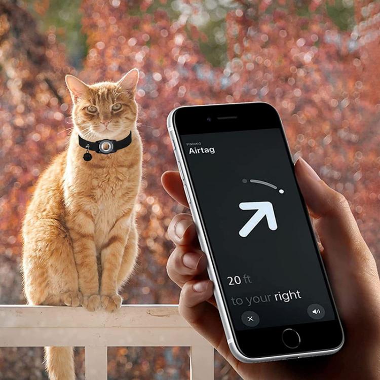 For AirTag Tracker Water-resistant Protection Case Pet Leather Collar Anti Lost Cat Locator Collar(Black) - Pet Series by PMc TechLife | Online Shopping South Africa | PMc TechLife | Buy Now Pay Later Mobicred