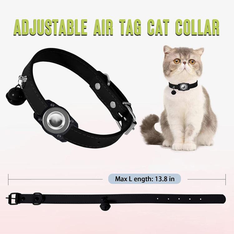 For AirTag Tracker Water-resistant Protection Case Pet Leather Collar Anti Lost Cat Locator Collar(Black) - Pet Series by PMc TechLife | Online Shopping South Africa | PMc TechLife | Buy Now Pay Later Mobicred