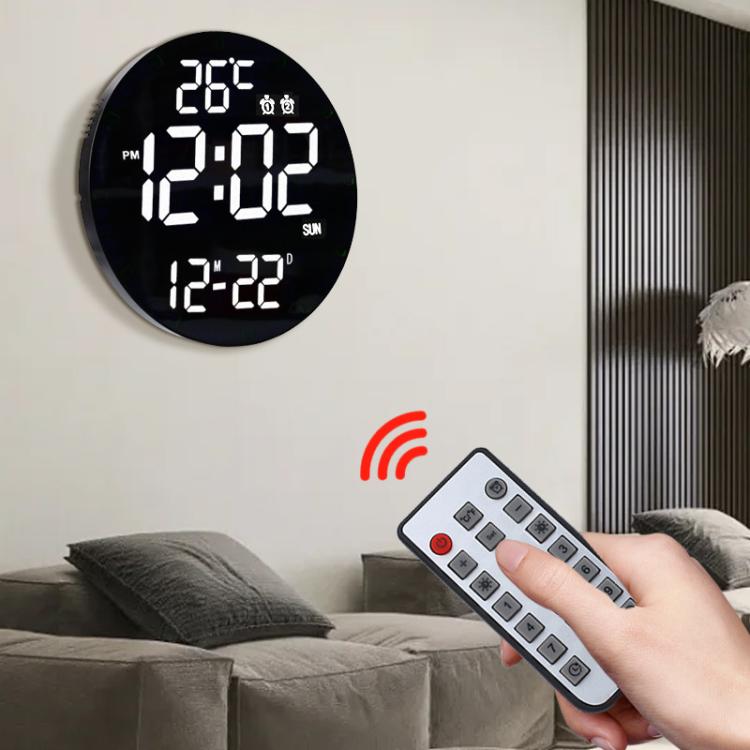 11.6-Inch White Light Wall Clock With Remote Control Multi-Functional Alarm Clock Black+Black - Wall Clock by PMc TechLife | Online Shopping South Africa | PMc TechLife | Buy Now Pay Later Mobicred