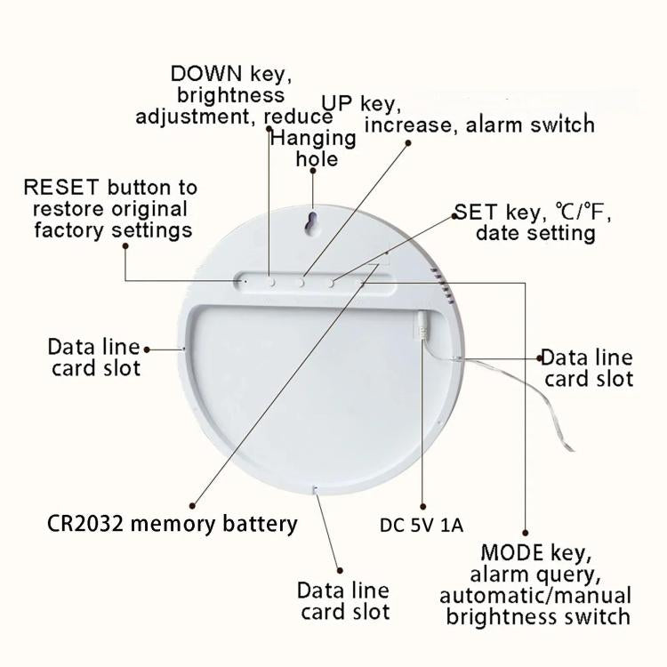 11.6-Inch White Light Wall Clock With Remote Control Multi-Functional Alarm Clock Black+Black - Wall Clock by PMc TechLife | Online Shopping South Africa | PMc TechLife | Buy Now Pay Later Mobicred