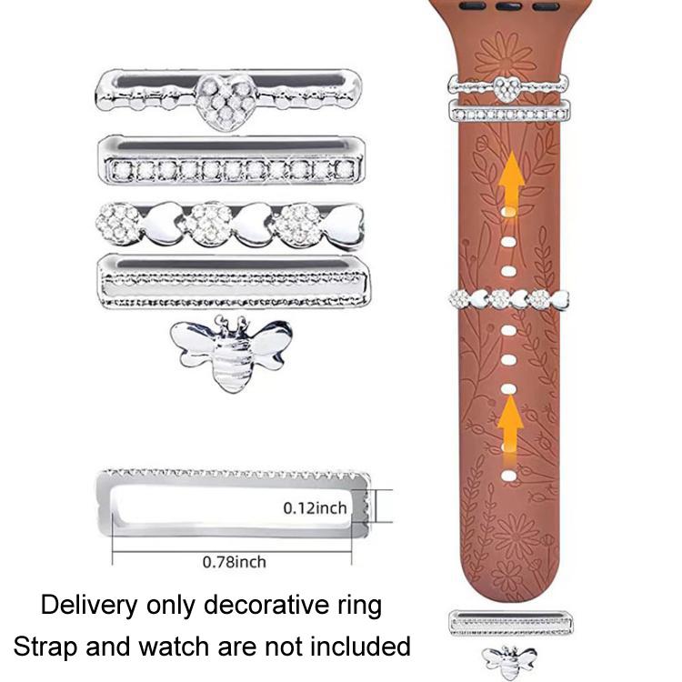 5pcs / Set 20mm Width Smart Watch Silicone Band Decorative Ring Metal Accessories, Style: Gold 9 - Watch Decorations by PMC TechLife | Online Shopping South Africa | PMC TechLife | Buy Now Pay Later Mobicred