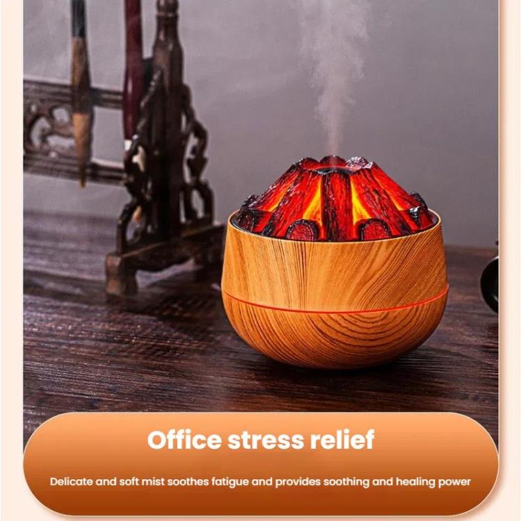Simulated Charcoal Fire Ambient Night Light Humidifier USB Large Mist Flame Humidifier(Dark Wood Grain) - free shipping - PMC TechLife - Order now!
