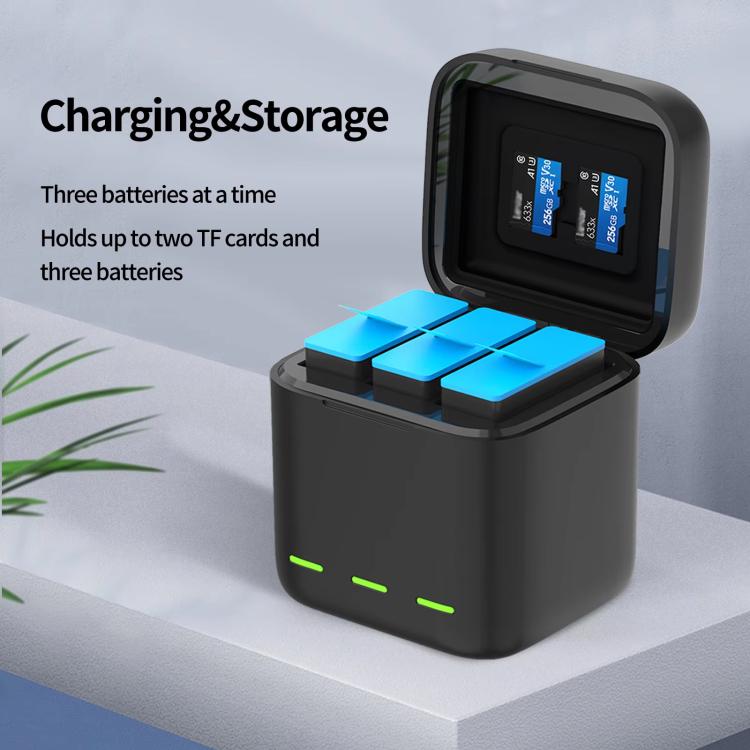 For GoPro HERO13 Black TELESIN 3 Slots Charging Case Compact Storage Box(Black) - free shipping - PMC TechLife - Order now!
