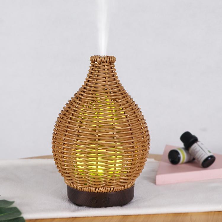 5V USB 100ML Hollow Rattan Ultrasonic Humidifier & Aromatherapy Diffuser with 7-Color LED Lights(White) - free shipping - PMC TechLife - Order now!