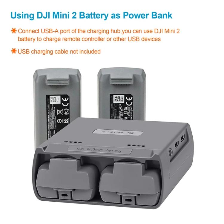For DJI Mini 2 SE/Mini 2/Mini 4K YX Charger 2-way Battery Charging Hub(Gray) - free shipping - PMC TechLife - Order now!