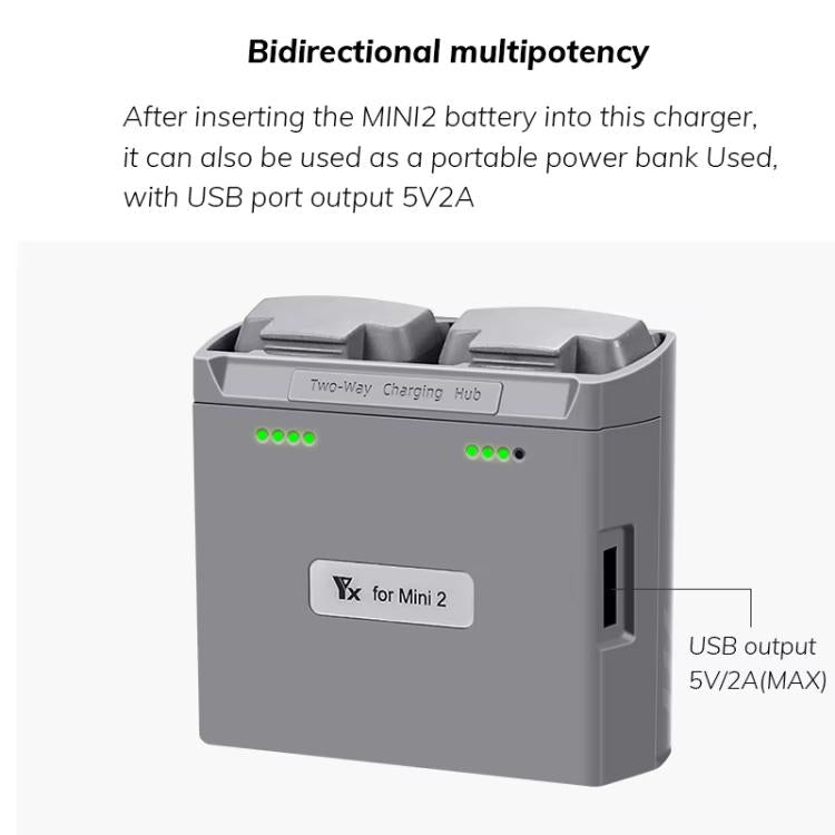 For DJI Mini 2 SE/Mini 2/Mini 4K YX Charger 2-way Battery Charging Hub(Gray) - free shipping - PMC TechLife - Order now!