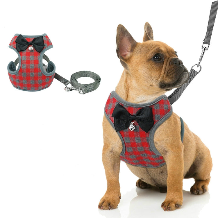 Adjustable Bow Plaid Vest Lead Pull Rope Leash for Cat Dog Pet(L) - Leashes by PMC Jewellery | Online Shopping South Africa | PMC Jewellery