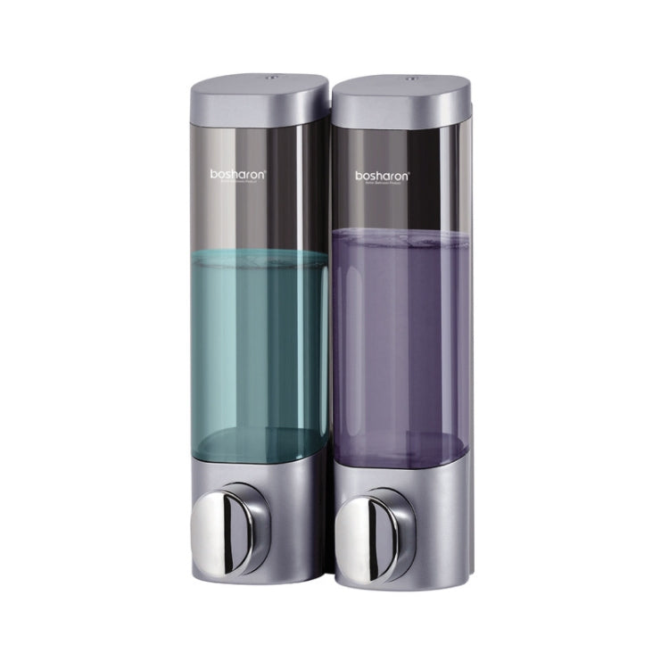 Bosharon Shampoo Shower Gel Box Household Hand Sanitizer Box Bathroom Wall-mounted Punch-free Double-head Soap Dispenser, Style:Double Grid(Silver Gray) - Soap Dispenser by PMC Jewellery | Online Shopping South Africa | PMC Jewellery