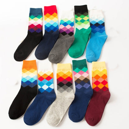 Colored Diamond Plaid Tube Gradient Sports Socks, Size:Large Size(04) - Tube Socks by PMC Jewellery | Online Shopping South Africa | PMC Jewellery