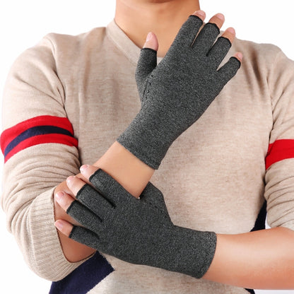 Hemp Gray Dispensing A Pair Sports Breathable Health Care Half Finger Gloves Rehabilitation Training Arthritis Pressure Gloves, Size:M - Safety Gloves by PMC Jewellery | Online Shopping South Africa | PMC Jewellery