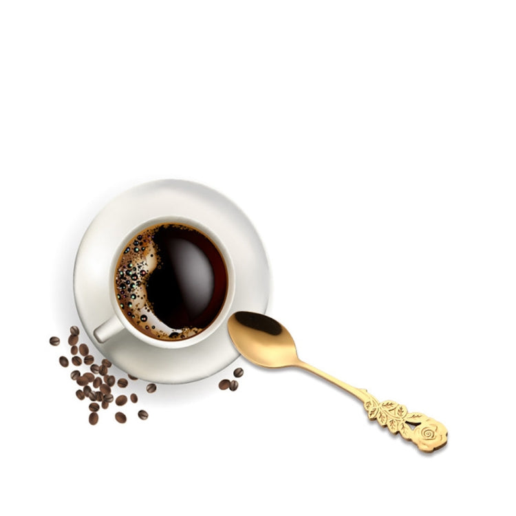 Small Mini Stainless Steel Rose Flower Coffee Spoon Strring Spoon Teaspoon Tea Spoon Dessert Spoon Long Handle Tableware(Purple) - free shipping - PMC TechLife - Order now!