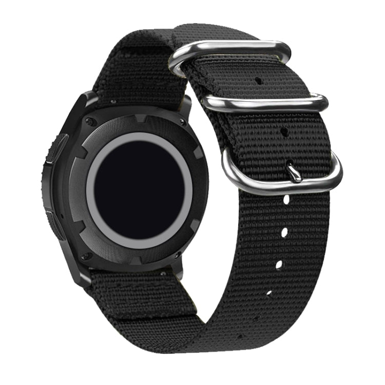Washable Nylon Canvas Watchband, Band Width:24mm(Black with Silver Ring Buckle) - Watch Bands by PMC TechLife | Online Shopping South Africa | PMC TechLife | Buy Now Pay Later Mobicred