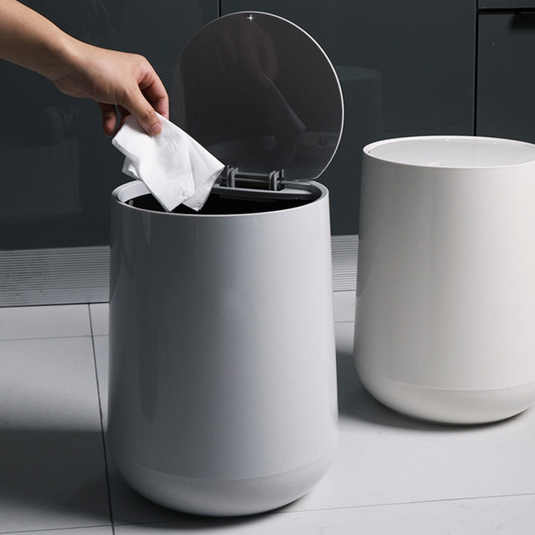 Household Plastic Push-type Spring-Cover Garbage Storage Bucket(White) - free shipping - PMc TechLife - Order now!