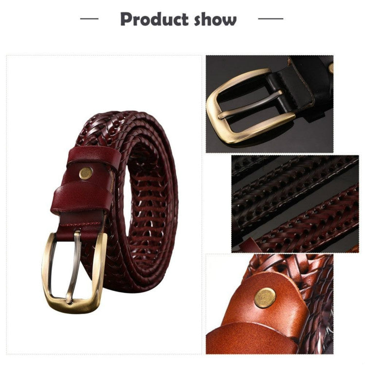 Wide Edition Hand Woven Lacquered Genuine Leather Waistband for Men, Belt Length:105cm(Brown) - Belts by PMC Jewellery | Online Shopping South Africa | PMC Jewellery