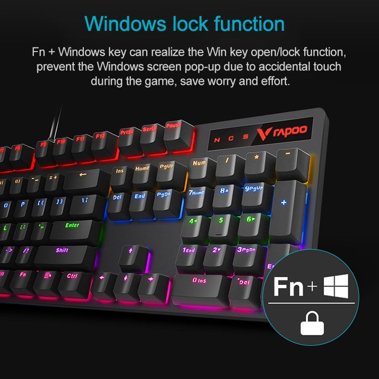 Rapoo V500 PRO Mixed Light 104 Keys Desktop Laptop Computer Game Esports Office Home Typing Wired Mechanical Keyboard(Green Shaft) - Wired Keyboard by Rapoo | Online Shopping South Africa | PMC Jewellery | Buy Now Pay Later Mobicred