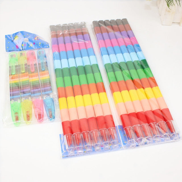 6pcs Creative Building Blocks Crayons Children 12 Colors Drawing Educational Toys - Art Supplies by PMc TechLife | Online Shopping South Africa | PMc TechLife | Buy Now Pay Later Mobicred
