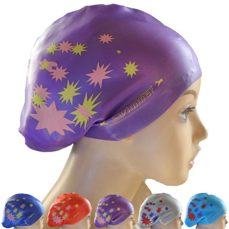 Printed Silicone Swimming Cap Waterproof Swimming Cap for Long Hair, Size:One Size(Purple) - Swimming Caps by PMC Jewellery | Online Shopping South Africa | PMC Jewellery