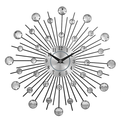 Creative Wall Clock Crystal Silver Wrought Iron Wall Clock Personality Art Decoration Living Room Bedroom Clock - Wall Clock by PMC Jewellery | Online Shopping South Africa | PMC Jewellery