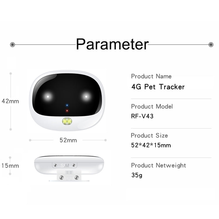 RF-V43 A Style IP67 Waterproof GPS + LBS + WiFi Pet Locator Pet Collar Tracking Device For Asia/Europe/Africa/Australia(White) - Pet Tracker by PMC Jewellery | Online Shopping South Africa | PMC Jewellery | Buy Now Pay Later Mobicred