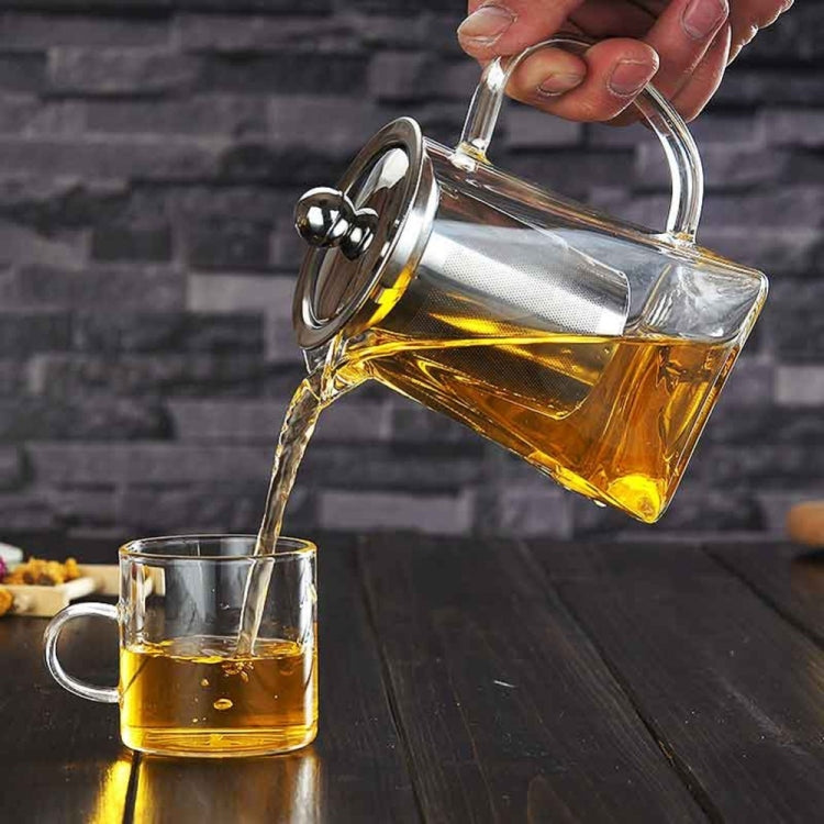 Stainless Steel Clear Heat Resistant Glass Filter Tea Pot, Capacity: 550ml - Teapots by PMC Jewellery | Online Shopping South Africa | PMC Jewellery