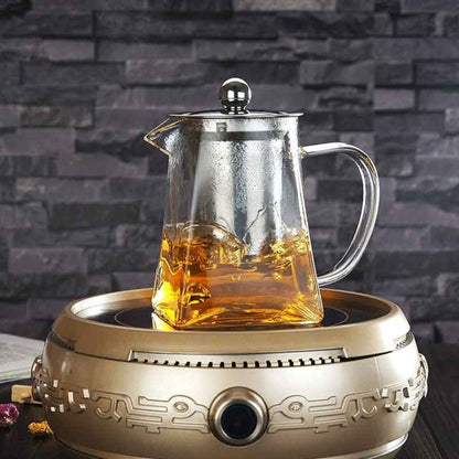 Stainless Steel Clear Heat Resistant Glass Filter Tea Pot, Capacity: 550ml - Teapots by PMC Jewellery | Online Shopping South Africa | PMC Jewellery