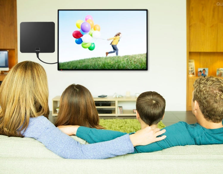 Ultra-thin Indoor HD Digital TV Antenna with 50 Miles Long Range Amplifier(Black) - DVB-T & Simulation Antenna by PMC TechLife | Online Shopping South Africa | PMC TechLife