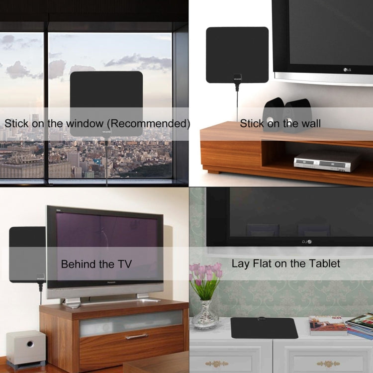 Ultra-thin Indoor HD Digital TV Antenna with 50 Miles Long Range Amplifier(Black) - DVB-T & Simulation Antenna by PMC TechLife | Online Shopping South Africa | PMC TechLife
