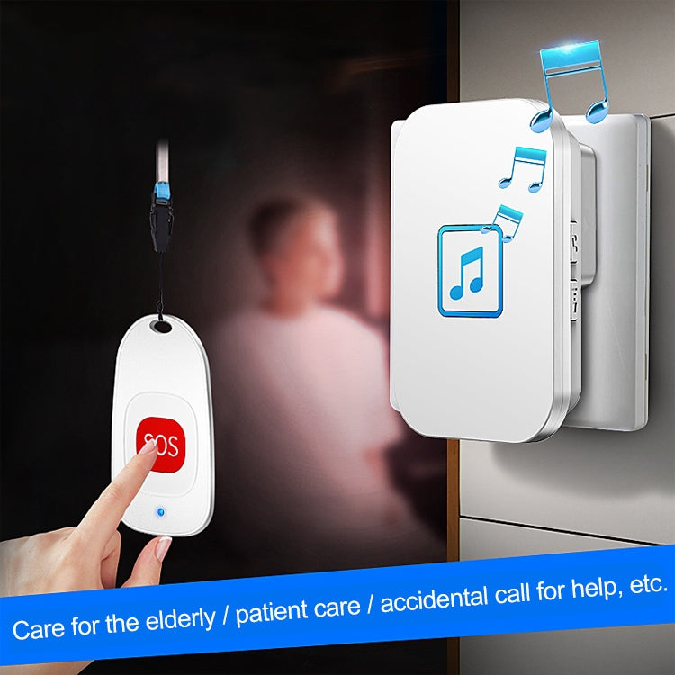 CACAZI C86 Wireless SOS Pager Doorbell Old man Child Emergency Alarm Remote Call Bell, UK Plug(White) - Wireless Doorbell by CACAZI | Online Shopping South Africa | PMC Jewellery