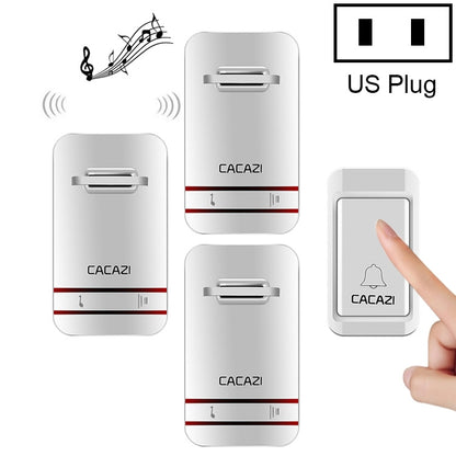 CACAZI V027G One Button Three Receivers Self-Powered Wireless Home Kinetic Electronic Doorbell, US Plug - Wireless Doorbell by CACAZI | Online Shopping South Africa | PMC Jewellery | Buy Now Pay Later Mobicred