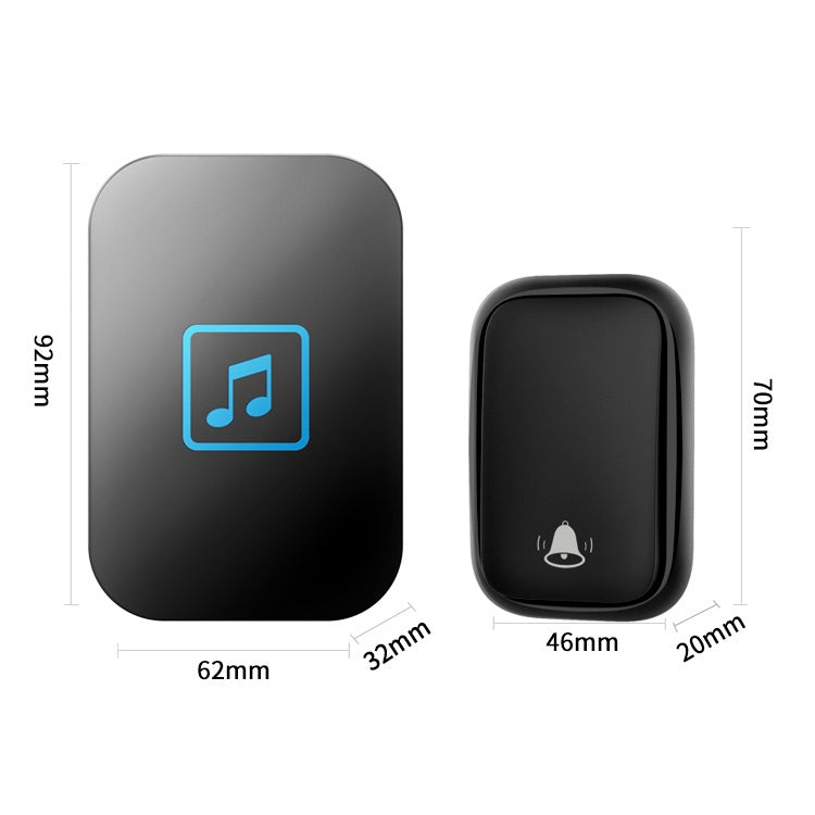 CACAZI FA86 Self-Powered Smart Home Wireless Doorbell, US Plug(Black) - Wireless Doorbell by CACAZI | Online Shopping South Africa | PMC TechLife