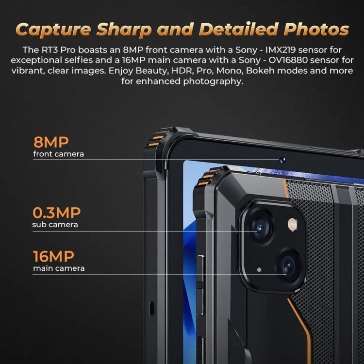 OUKITEL RT3 Pro 4G Network IP68/IP69K Rugged Tablet, 4GB+128GB, 8.0 inch Android 14 MediaTek G81 Octa-Core Support Dual SIM, EU Plug (Black) - free shipping - PMC Jewellery - Order now!