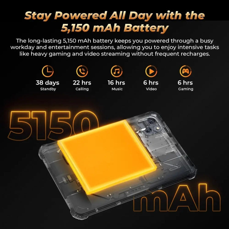 OUKITEL RT3 Pro 4G Network IP68/IP69K Rugged Tablet, 4GB+128GB, 8.0 inch Android 14 MediaTek G81 Octa-Core Support Dual SIM, EU Plug (Black) - free shipping - PMC Jewellery - Order now!