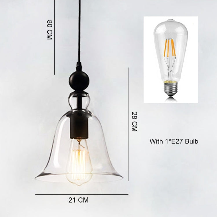 E27 Retro Industrial Hanging Lamp Small Bell Transparent Glass Pendant Light (Warm White) - Celling Lights & Chandeliers by YWXLight | Online Shopping South Africa | PMC Jewellery