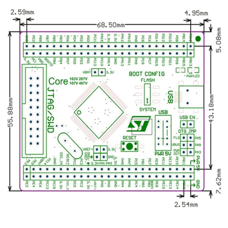 Waveshare  Core103V, STM32F1 Core Board - free shipping - PMC TechLife - Order now!