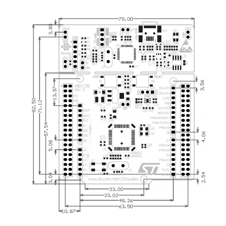 Waveshare NUCLEO-L476RG, STM32 Nucleo-64 Development Board - free shipping - PMC TechLife - Order now!