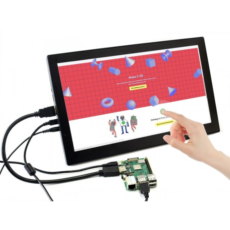 Waveshare 13.3 inch IPS 1920x1080 Capacitive Touch Screen LCD with Toughened Glass Cover, Supports Multi mini-PCs, Multi Systems - free shipping - PMC TechLife - Order now!