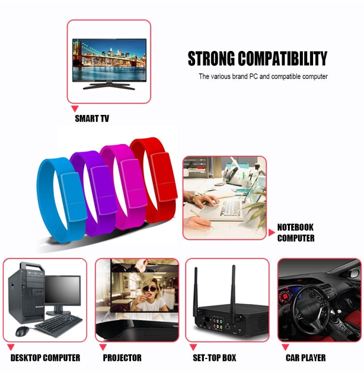 MicroDrive 64GB USB 2.0 Fashion Bracelet Wristband U Disk (Black) - USB Flash Drives by MicroDrive | Online Shopping South Africa | PMC TechLife | Buy Now Pay Later Mobicred