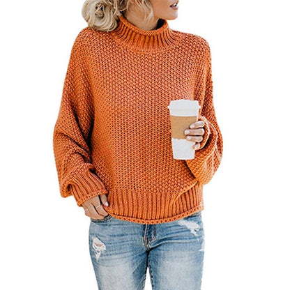 Fashion Thick Thread Turtleneck Knit Sweater (Color:Orange Size:S) - Sweater by PMC Jewellery | Online Shopping South Africa | PMC Jewellery