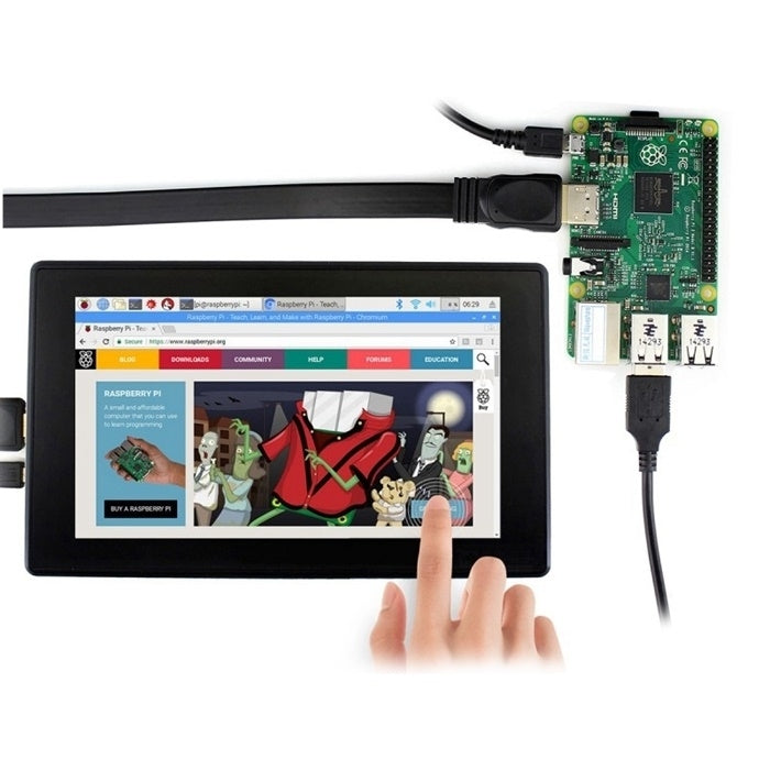 WAVESHARE 7inch HDMI LCD (H) IPS 1024x600 Capacitive Touch Screen with Toughened Glass Cover, Supports Multi mini-PCs Multi Systems - LCD & LED Display Module by WAVESHARE | Online Shopping South Africa | PMC Jewellery | Buy Now Pay Later Mobicred