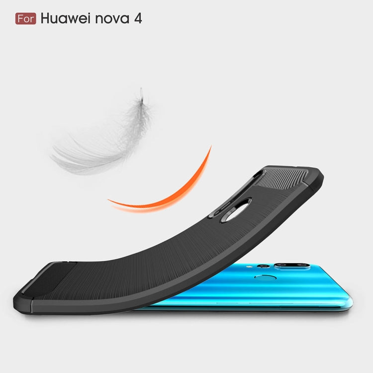 Brushed Texture Carbon Fiber Shockproof TPU Case for Huawei Nova 4 (Red) - Huawei Cases by PMC TechLife | Online Shopping South Africa | PMC TechLife