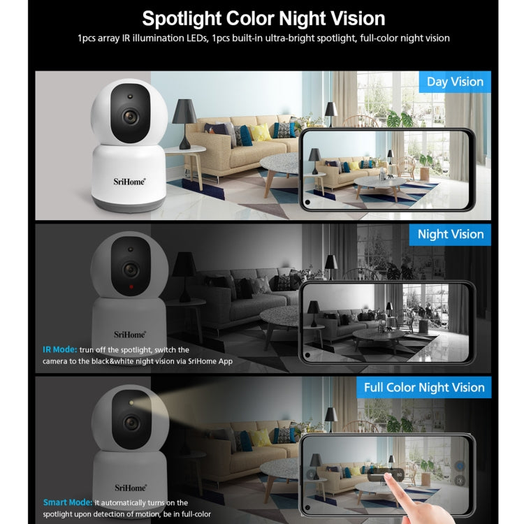 SirHome SH038 4.0 Million Pixels QHD 2.4G/5G WiFi IP Camera, Support Night Color & Motion Detection & Two Way Talk & Human Detection & TF Card, AU Plug - Wireless Camera by SriHome | Online Shopping South Africa | PMC Jewellery