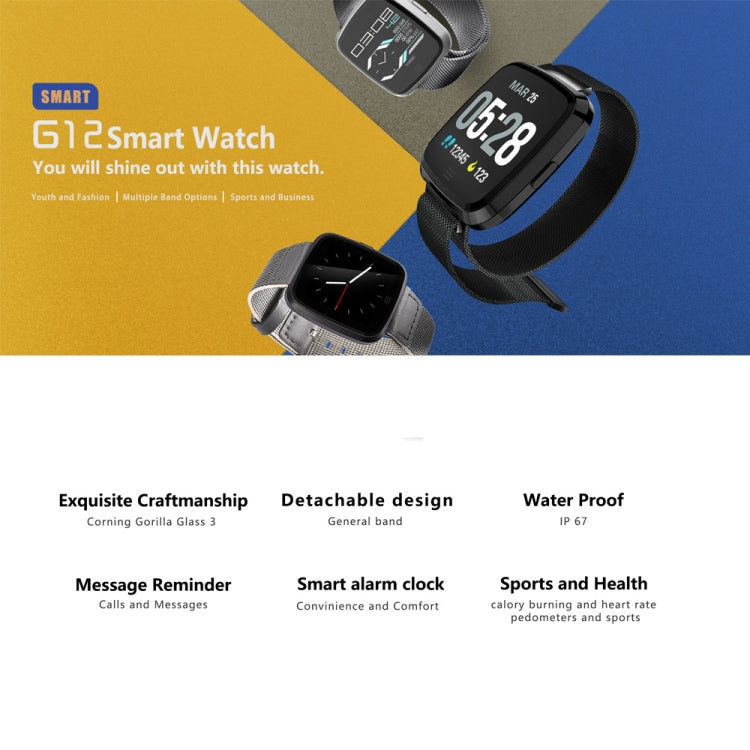 DTNO.1 G12 1.3 inches OLED Color Screen Smart Bracelet IP67 Waterproof, Nylon Watchband, Support Call Reminder /Heart Rate Monitoring /Sedentary Reminder /Multi-sport Mode(Black) - Smart Wristbands by DTNO.1 | Online Shopping South Africa | PMC Jewellery | Buy Now Pay Later Mobicred